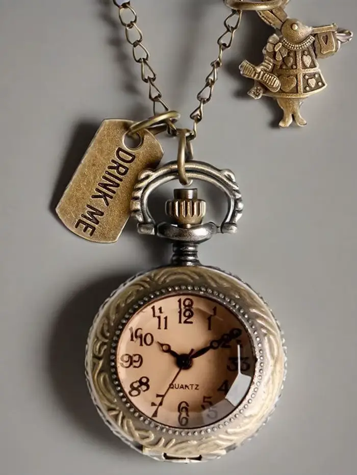 Montre à gousset — Montre de poche classique vintage en verre brun, petite montre de poche à quartz 