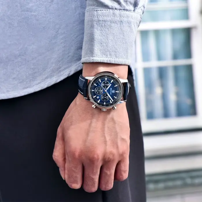 Montre homme BENYAR à Quartz avec bracelet en cuir résistant à l'eau pour hommes élégants occaions spéciales et quotidiennes
