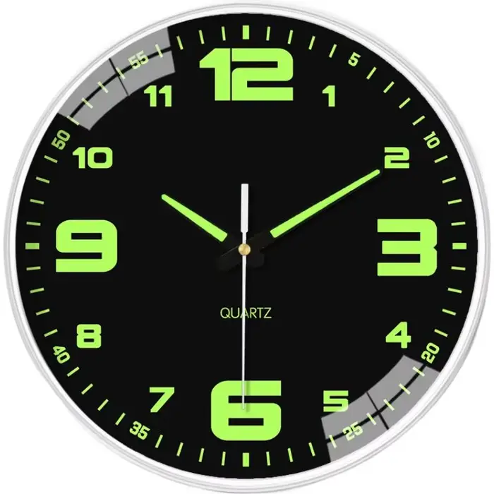 Horloge à Quartz lumineuse 8 pouces 20cm, cuisine, salon, chambre à coucher, horloge murale silencie