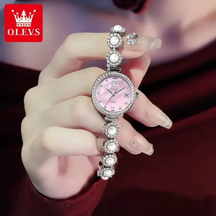 OLEVS 5635 Vintage diamant incrusté montre à Quartz de luxe pour les femmes élégant Bracelet en acier inoxydable haut tendance marque montre-Bracelet
