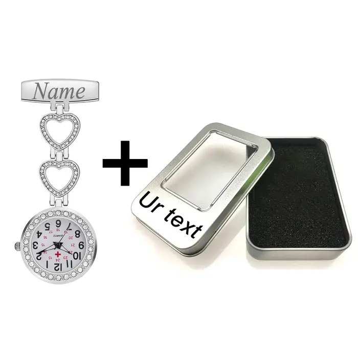 Personnalisé personnalisé gravé avec votre nom médecin horloge broche Zircon cristal Strass soins de santé coeur Fob infirmière montre