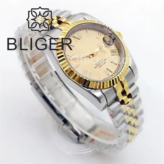 Montre-bracelet à cadran doré pour homme