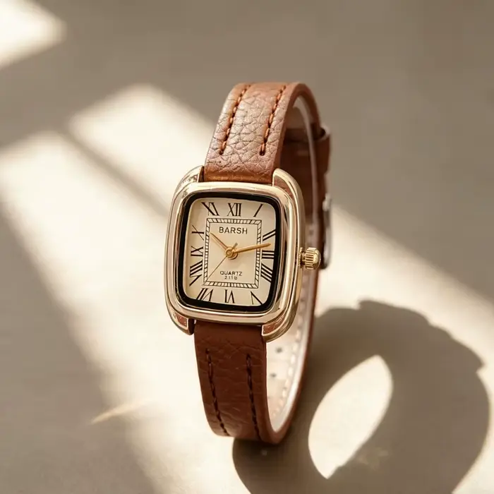 Montre-bracelet en cuir tendance pour femme, montre de luxe simple, cadran romain rétro, montres à q