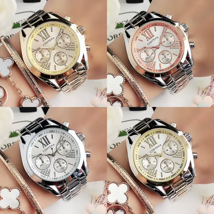 Genève-Montre de luxe en acier inoxydable pour femme