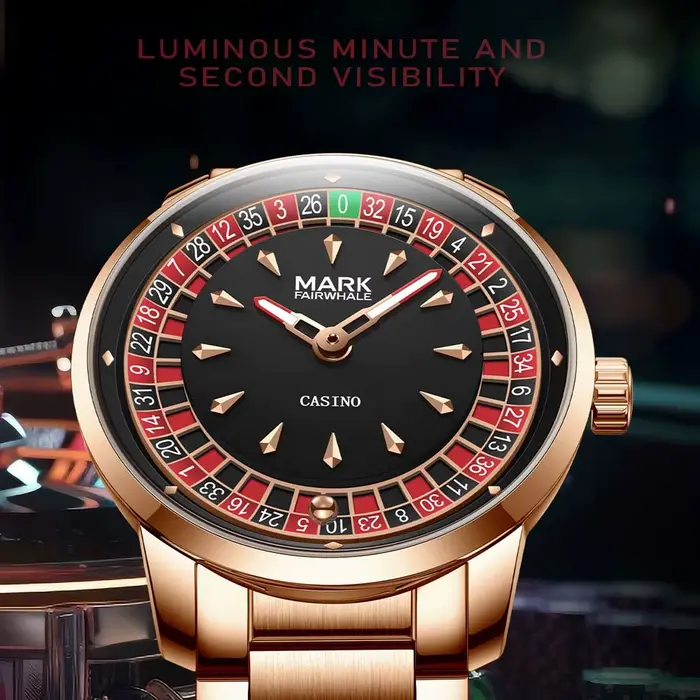 Mark Fairwhale 2025 nouvelle mode hommes montre à Quartz chiffres arabes cadran rotatif Roulette lumineux étanche