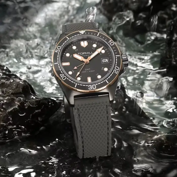 Montre automatique Tophill TD011G avec lunette en céramique résistante à l'eau 100m pour hommes styles sportifs et élégants ocassions diverses