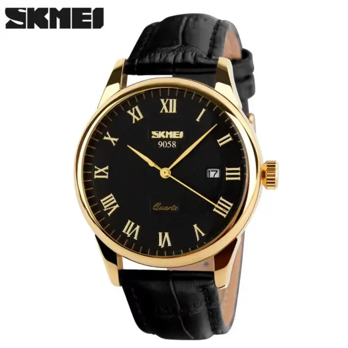 SKMEI-Montre-bracelet en cuir à quartz pour hommes et femmes, étanche, nouvelle collection