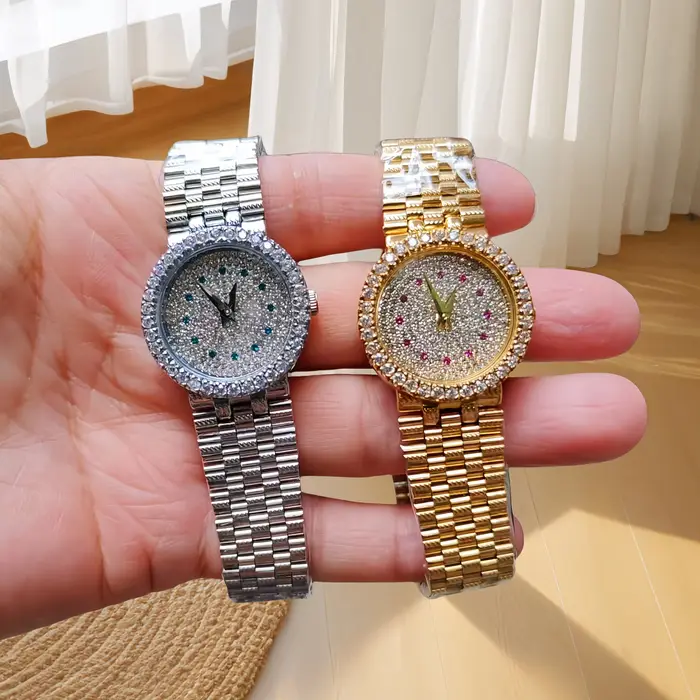 Dainty-Montre en acier inoxydable plaqué or 24 carats pour femme