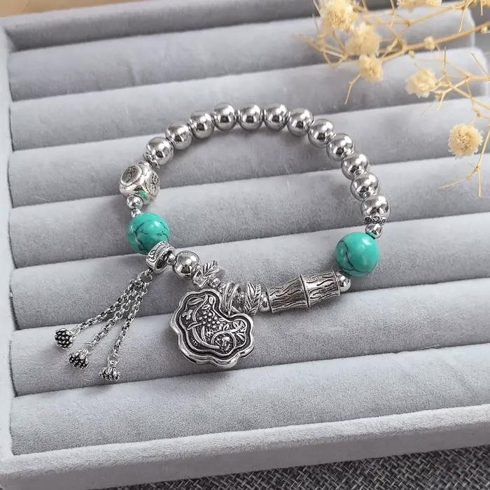 Bracelet en argent Sterling 925, serrure porte-bonheur, bon vœux, Vintage, Punk, perle pour femme et