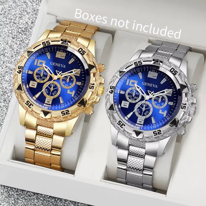 Montre d'affaires pour hommes : verre clair bleu