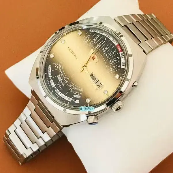 Montre mécanique automatique DFDG avec grand cadran rotatif, toutes fonctions, en acier inoxydable,