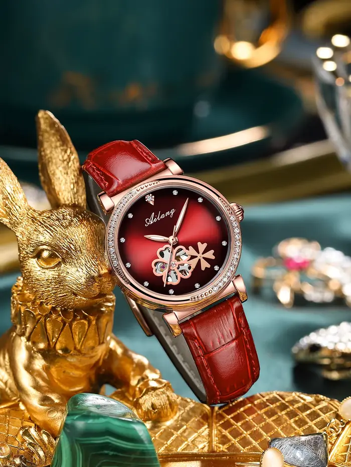 Montre-bracelet en cuir automatique pour femme