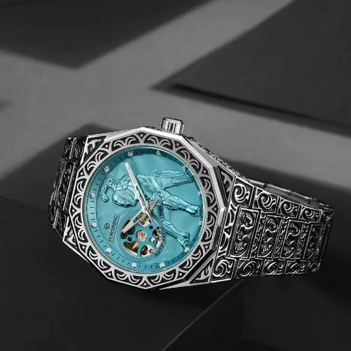 Montre Automatique FORSINING Squelette Rétro Vintage Bracelet Acier Occasions Spéciales Homme