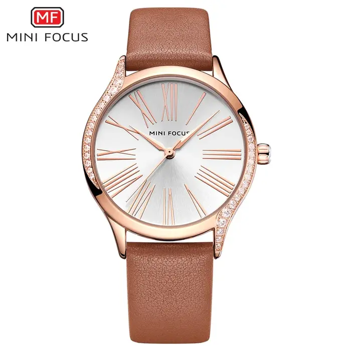 MINI FOCUS-Montre à Quartz Élégante avec Boîtier en Diamants pour Femme