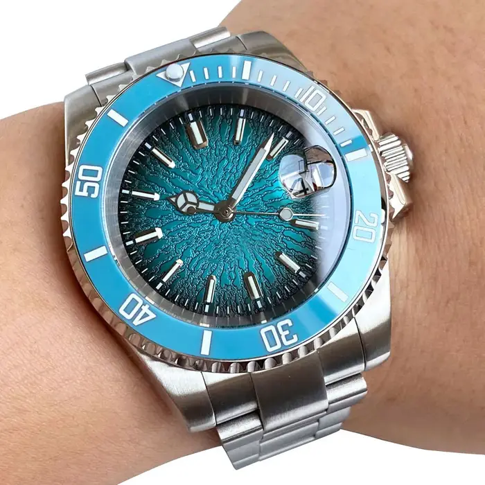 Tandorio Nouvelle Montre de Plongée Homme 40mm Verre Saphir Mouvement Automatique Japonais NH35A Reloj Hombre Date 20ATM Lunette Rotative Lumineuse