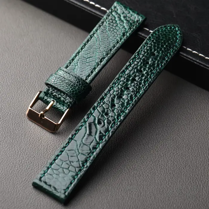 Bracelet en cuir pied d'autruche, 18 19 20 21 22MM bleu-vert noir, bracelet en cuir souple, adapté a