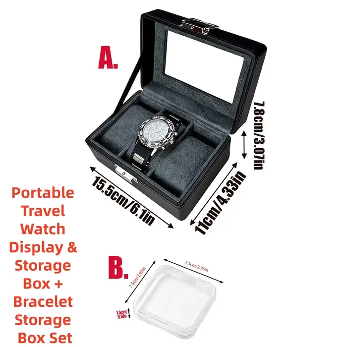 Boîte à montres en cuir pour homme à 3 emplacements avec serrure
