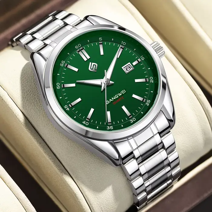 Montre à quartz pour homme BANMGWEI, avec chiffres lumineux, étanche, montre-bracelet de luxe en aci