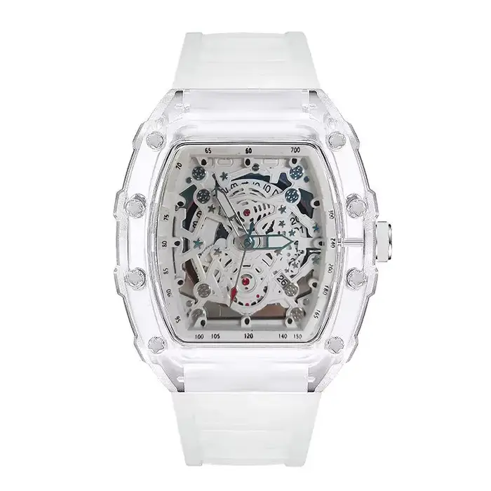 Hommes montre sport personnalité tendance Quartz montre-bracelet Transparent étanche mâle mode horlo