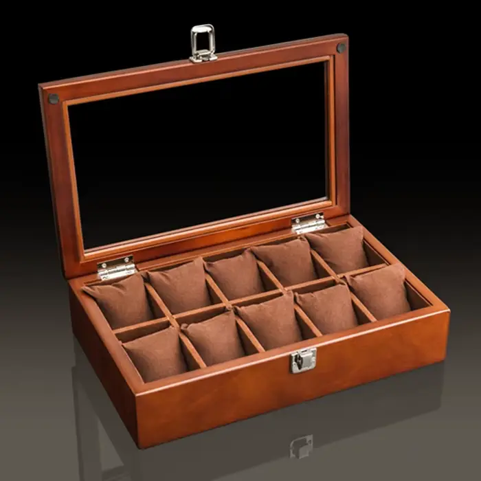 Boîte à montres en bois à 10 emplacements