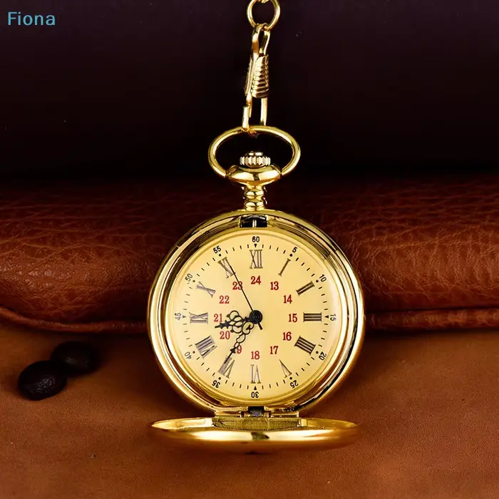 ✔ Montre de poche circulaire dorée pour homme