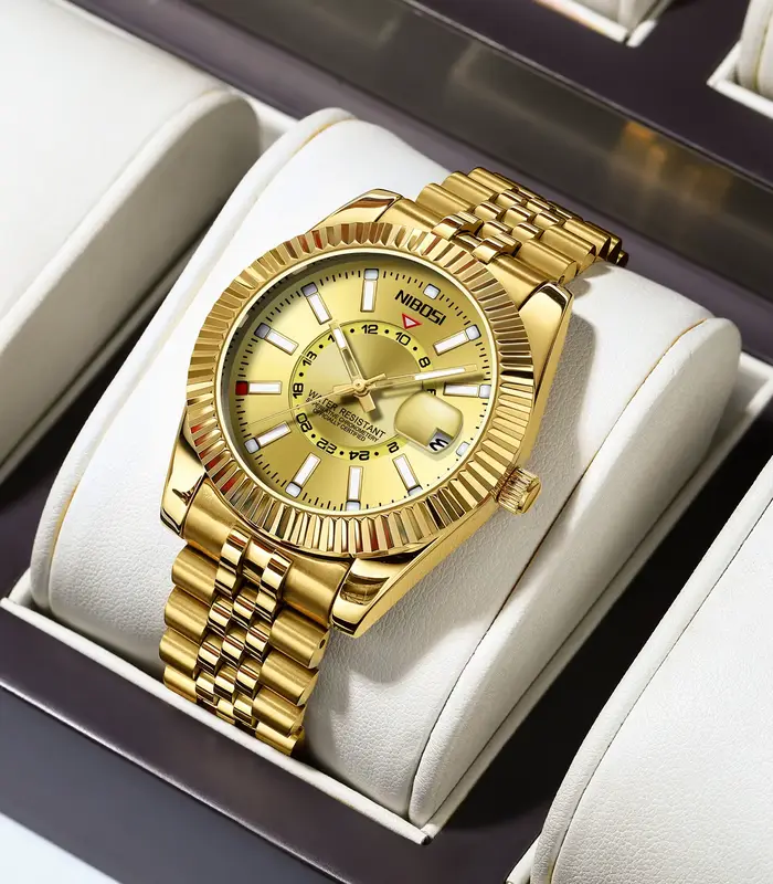 NIBOSI 2026 Nouvelle Marque Montres Hommes Montre à Quartz avec Date Étanche en Acier Inoxydable Montres-Bracelets