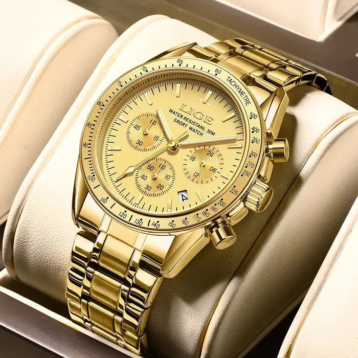 Montre à quartz étanche en acier inoxydable pour homme