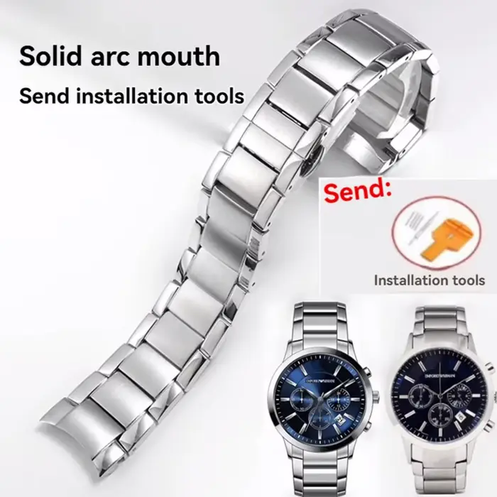Bracelet en acier inoxydable massif à extrémité incurvée de 22mm