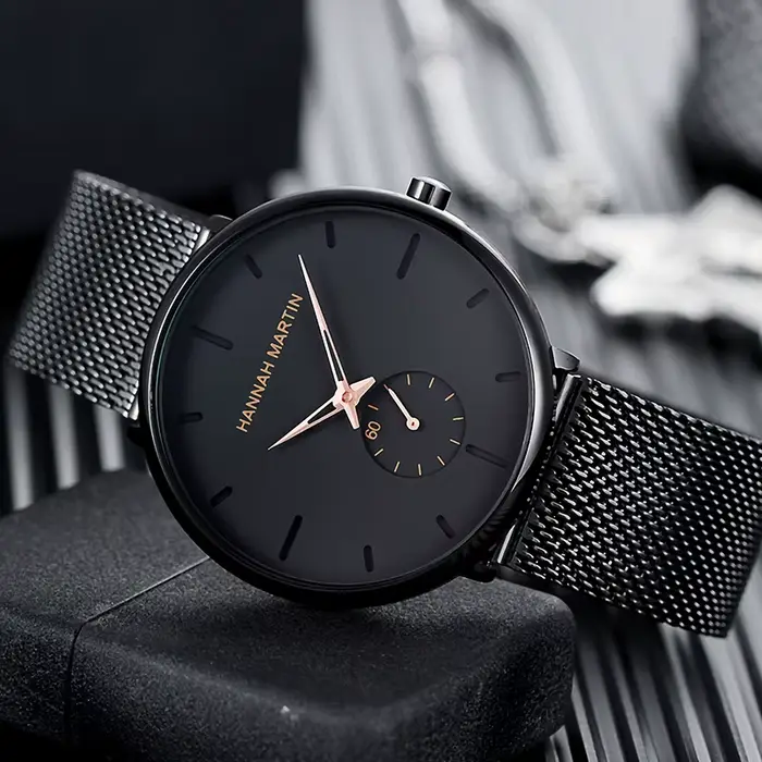 Hannah Martin montre pour hommes mode bleu noir chronométrage petit cadran Original mouvement à Quartz en acier