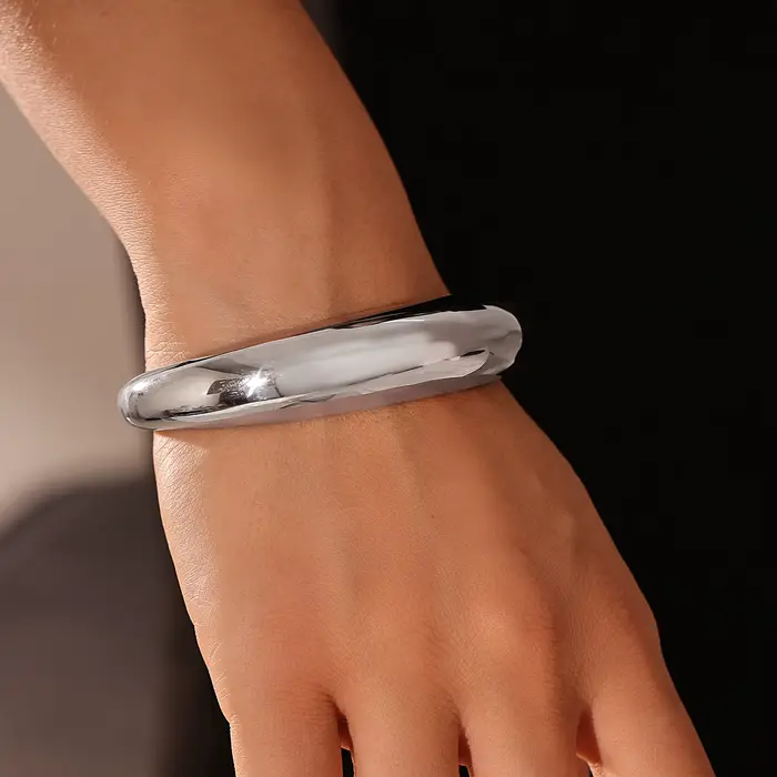 SION L-Bracelet de manchette en acier inoxydable pour femme