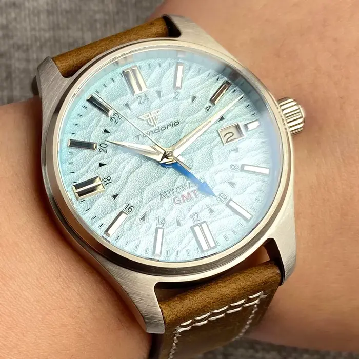 Tandorio Diver montre pilote en titane élégance NH34AA GMT montre mécanique en acier hommes marqueur