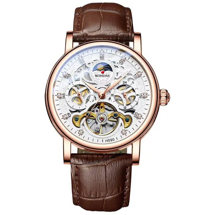Montres mécaniques de luxe BINBOND pour hommes, lumineuses, squelette, étanches, automatiques, tourb