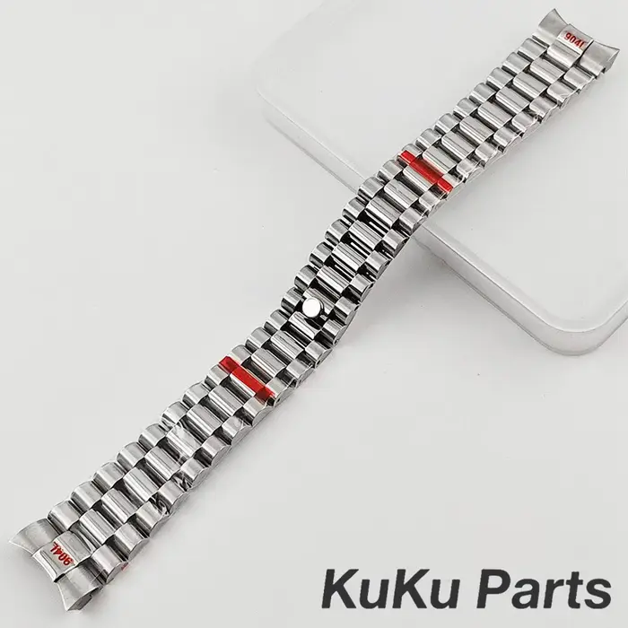 Bracelet présidentiel NH35, 20MM de largeur, en acier inoxydable massif 904L, extrémité incurvée, ma