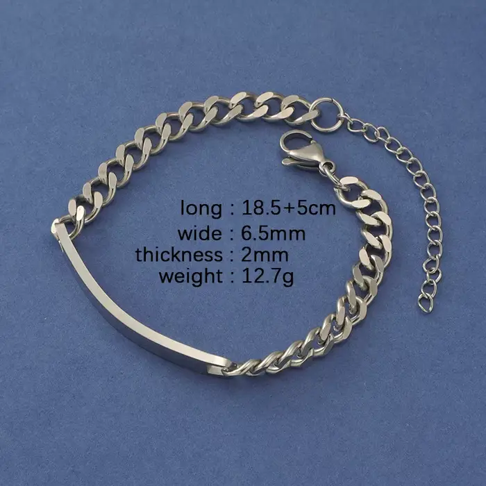 Bracelet en plaque d'acier inoxydable vierge pour graver des Bracelets de plaque d'identification en