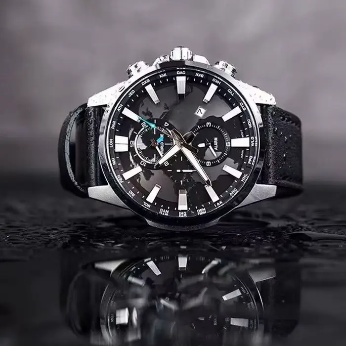Montre de luxe pour homme avec affichage des fuseaux horaires mondiaux