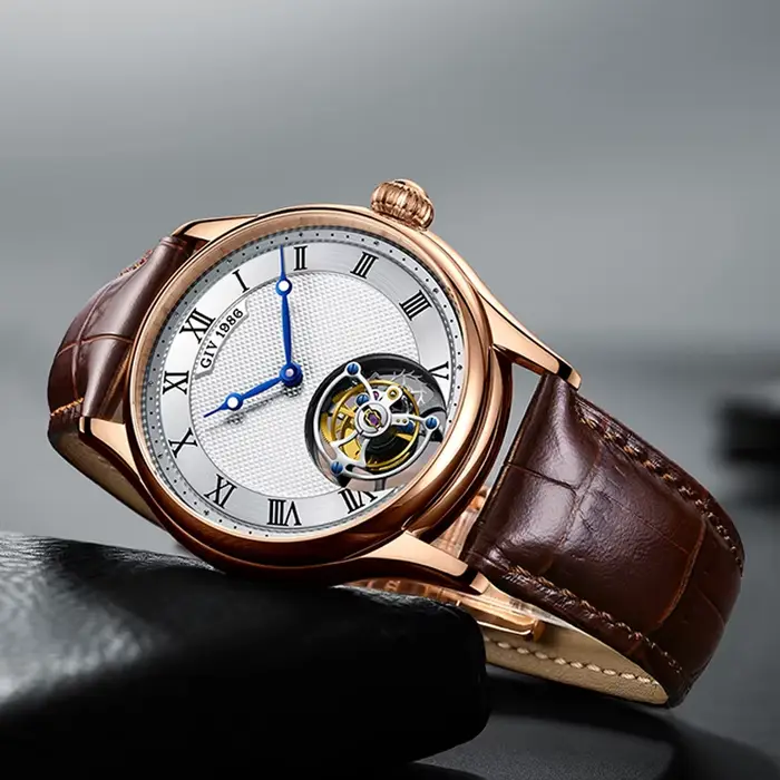 Seton-Montre Mécanique Tourbillon Volant pour Homme