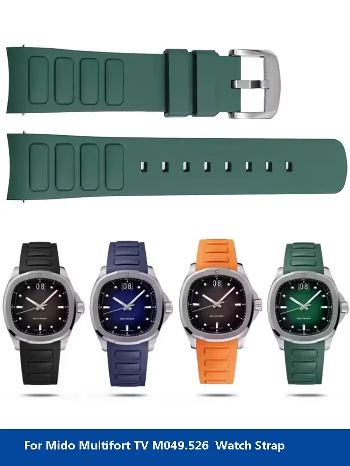 Bracelet de montre en caoutchouc étanche pour Mido Multifort TV M049.526