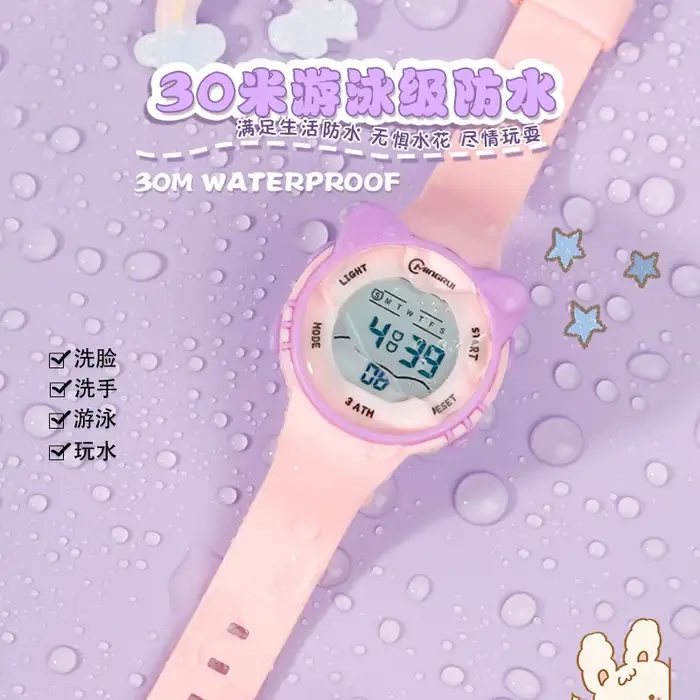 UTHAI DigitaWatch filles et garçons mignon Meow Star montres enfants