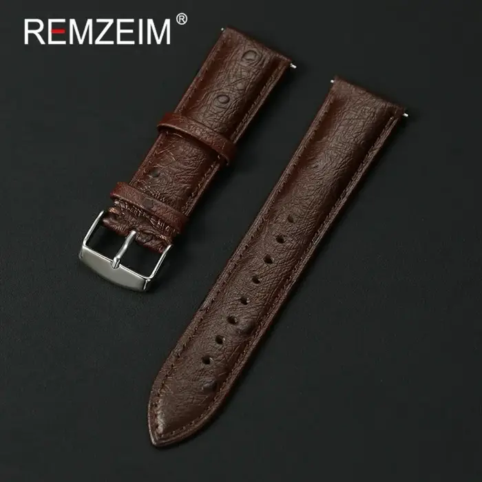 Bracelet de poignet en cuir motif d'autruche pour hommes et femmes avec boucle à ardillon et largeur variable 18mm 20mm 22mm