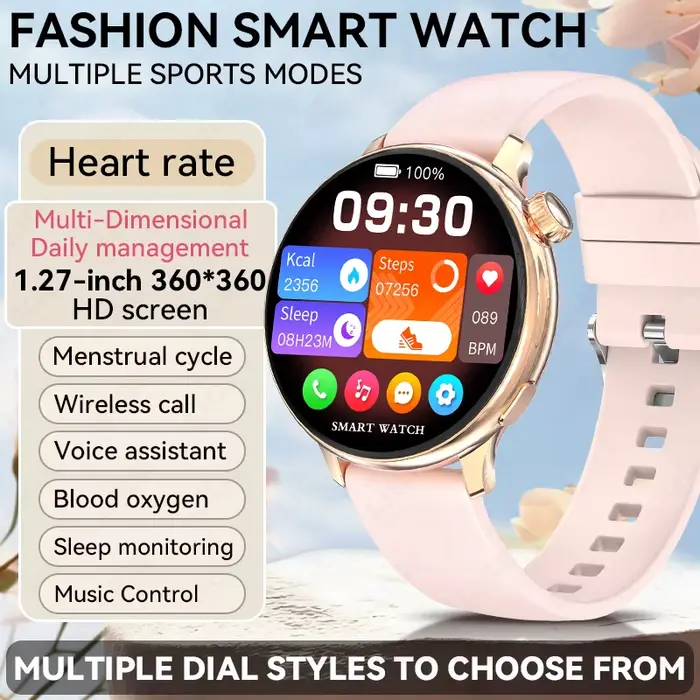 LIGE – montre connectée pour femmes, écran HD de 1.27 pouces, bracelet de sport, appel Bluetooth, As
