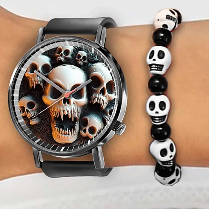 Montre à quartz crâne pour hommes et femmes