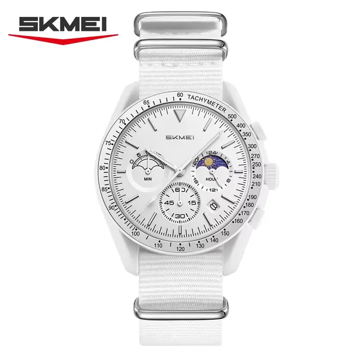 Montre sportive Skmei 9392 avec chronographe et calendrier complet pour homme et femme, résistante à l'eau, bracelet en nylon, cadeau idéal pour les amoureux de sport et de technologie