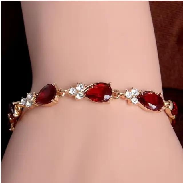 YLWHJJ – Bracelet de Tennis romantique en feuille de zircone pour femmes, tendance, rouge, or, bijou