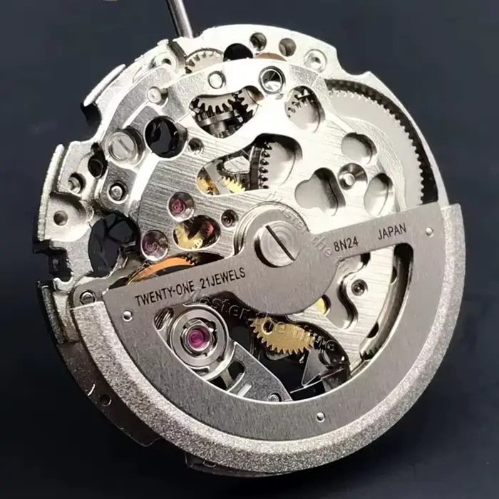 Miyota 8N24 mouvement mécanique automatique argent classique squelette mécanisme