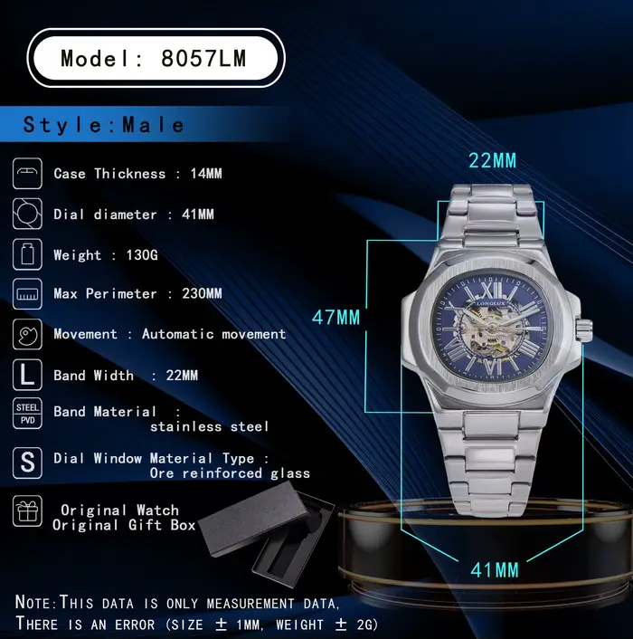Montre homme automatique mécanique cadran romain squelette lumineuse acier inoxydable pour affaires et occasions spéciales