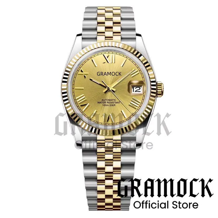 Gramock – montre de luxe bicolore en or Rose pour hommes