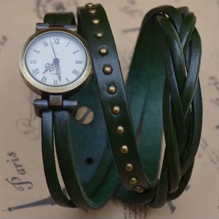 Shsby nouveau Roma Vintage peau de vache spirale plaie bracelet chiffres romains tissage tresse montre femmes