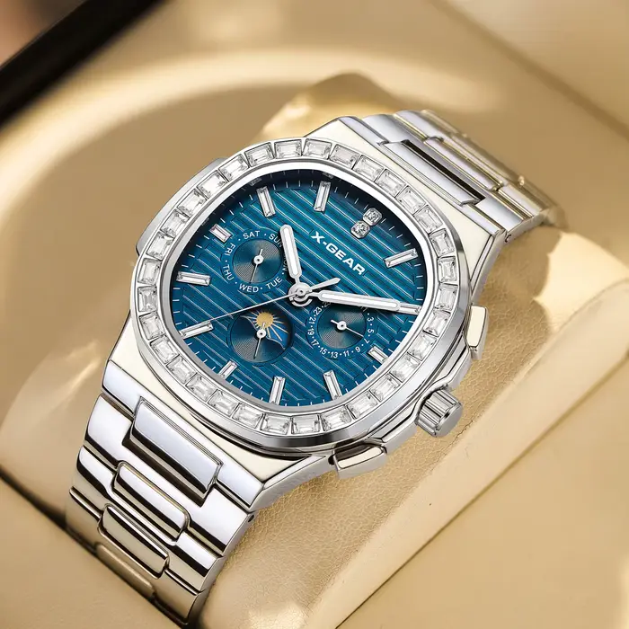 Montre-bracelet automatique Fashion Square X-GEAR avec mouvement automatique et bracelet en acier inoxydable pour homme occasions spéciales et tous les jours