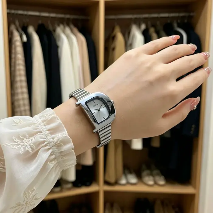 Montre pour femme en forme de D, montre rétro pour femme, montre à quartz