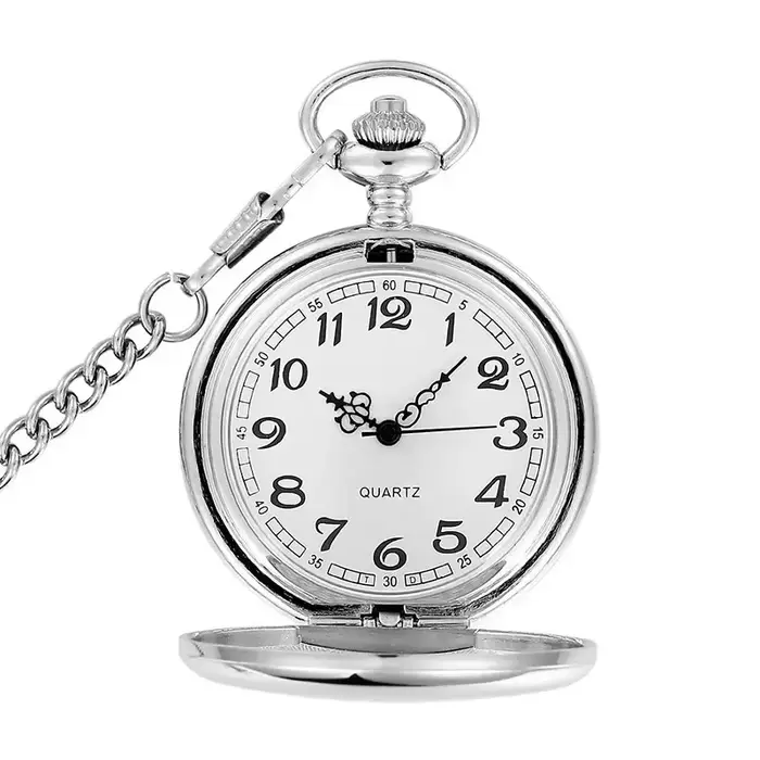 Montre de poche antique en acier inoxydable avec mouvement quartz pour homme et femme cadeau d'anniversaire noël occasionnels spéciales